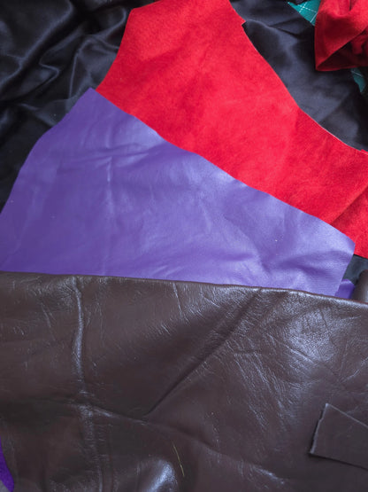 image of red purple and brown leather